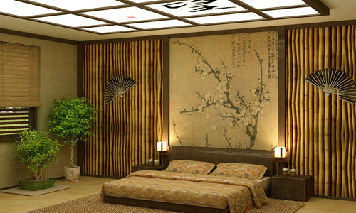 Bamboo wallpaper in the interior