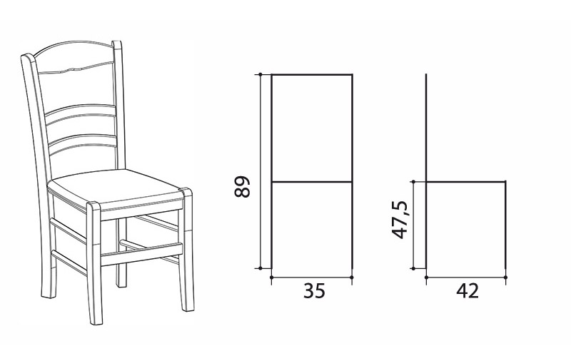 Drawing of a wooden chair