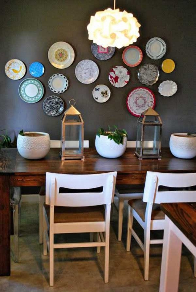 Design Of Walls In The Kitchen Plates Herbarium Silverware And A Dozen Other Ideas - Decorating A Large Kitchen Wall