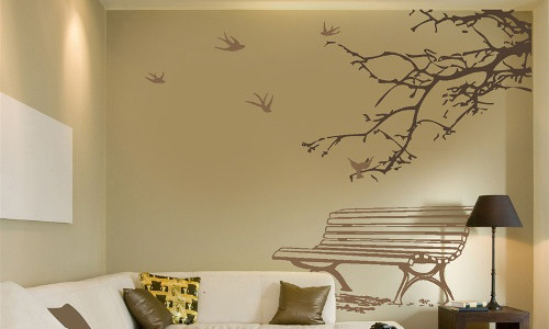 Staining of walls by stencils