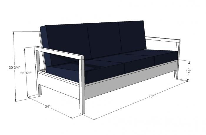 Схема розмірів майбутнього дивана