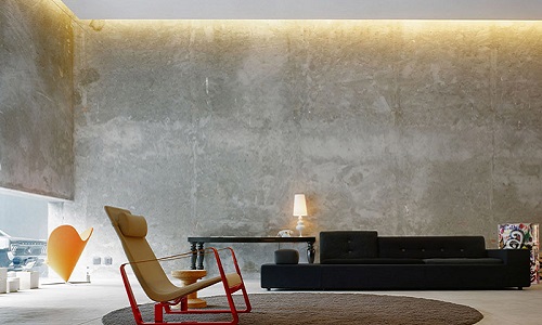 Naked concrete walls in the room
