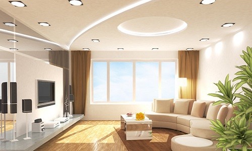 Multi-level ceiling in the living room