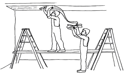 Схемата за поставяне на тавана с тапет