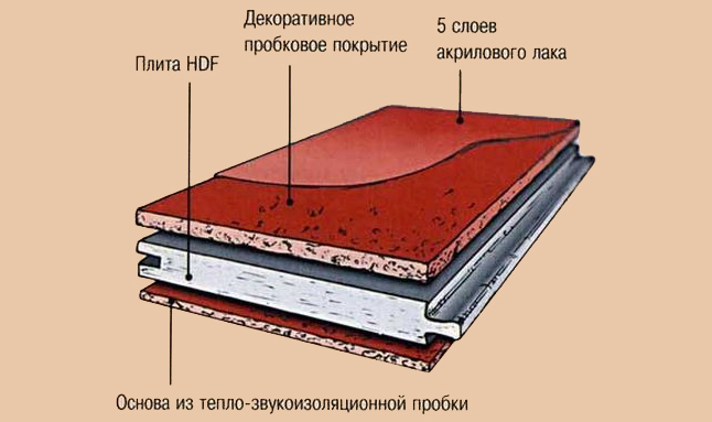 Scheme of cork flooring