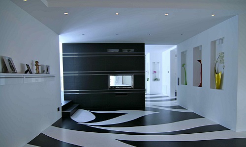 Un piso decorativo interior en un interior